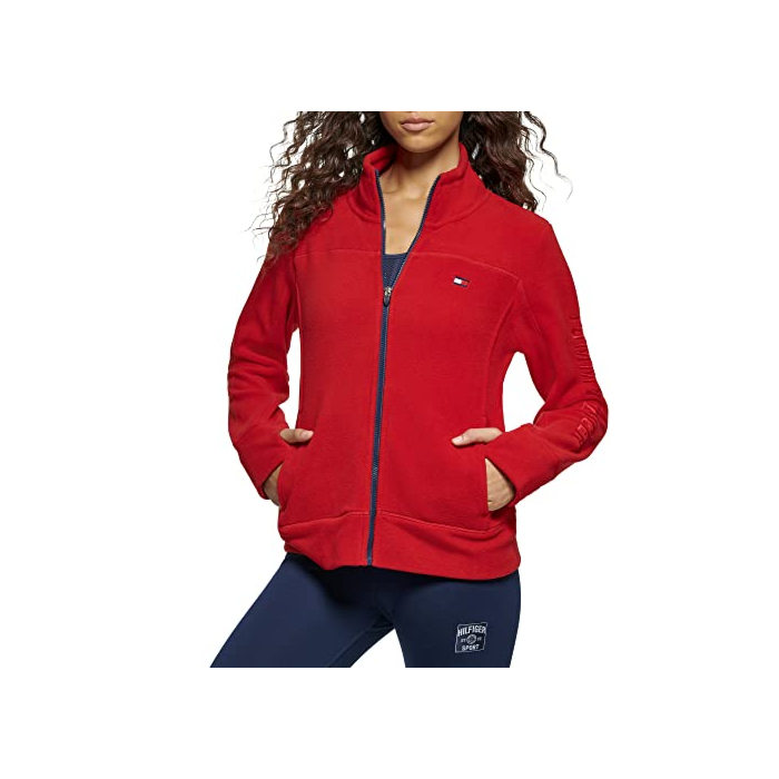 Tommy Hilfiger Sport Women's Long Sleeve Zip Up Windbreaker, Rich Red, Small