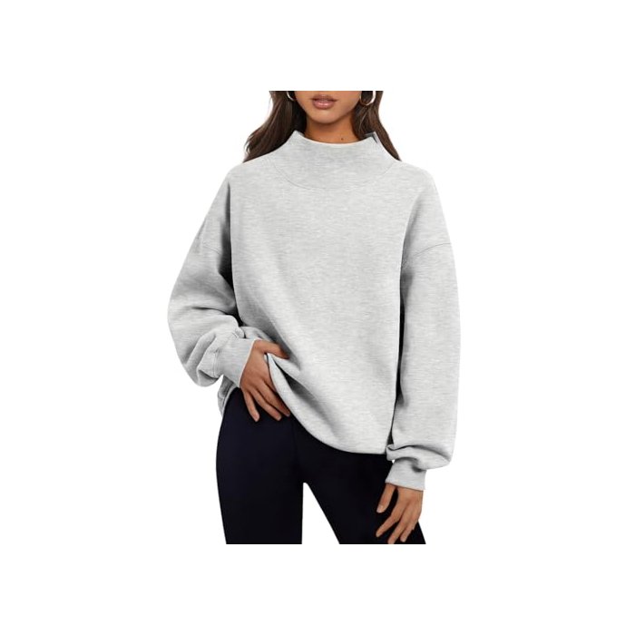 Trendy Queen Womens Oversized Sweatshirts Turtleneck Pullover Long Sleeve Hoodies Tops Fall Fashion Outfits 2024 Clothes Grey S