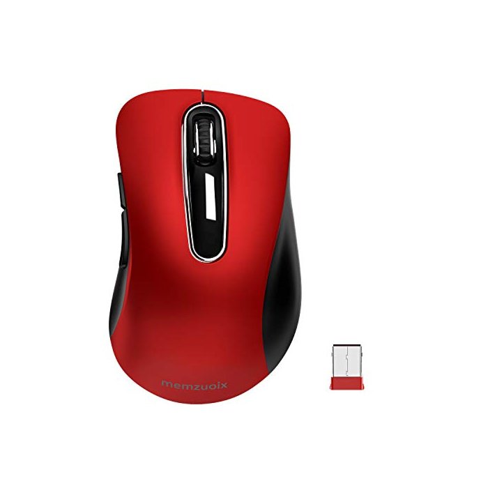 memzuoix 2.4G Wireless Mouse, 1200 DPI Mobile Optical Cordless Mouse with USB Receiver, Portable Computer Mice for Laptop, PC, Desktop, MacBook, 5 Buttons, Red