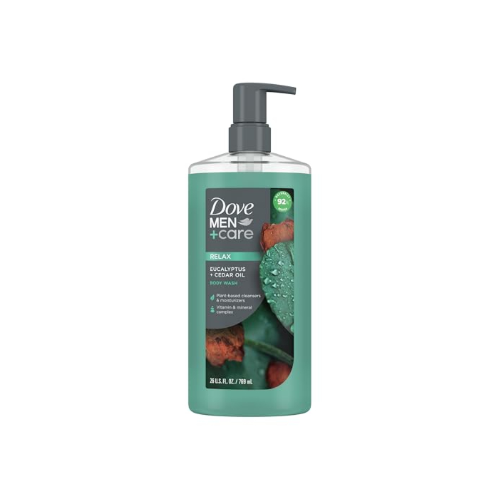 Dove Men+Care Body Wash Eucalyptus + Cedar Oil to Rebuild Skin in the Shower with Plant-Based Cleansers and Moisturizers 26 oz