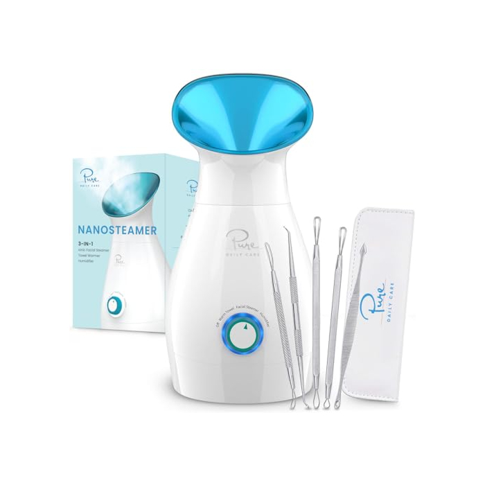 Ionic NanoSteamer - 3-in-1 Facial Steamer with Precise Temp Control - Atomizer - Mist - Humidifier- Unclogs Pores - Blackheads - Spa Quality - NanoSteam