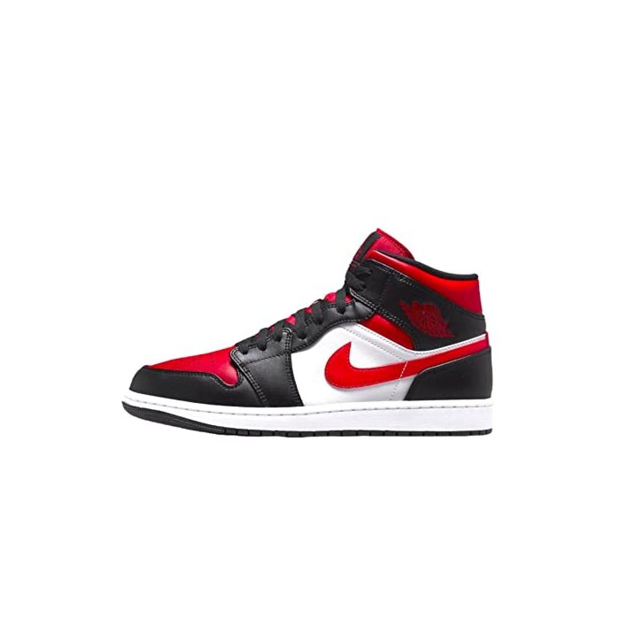 Jordan Boy's Air 1 Mid GS Sneaker, Black/Fire Red-white, 7 Big Kid