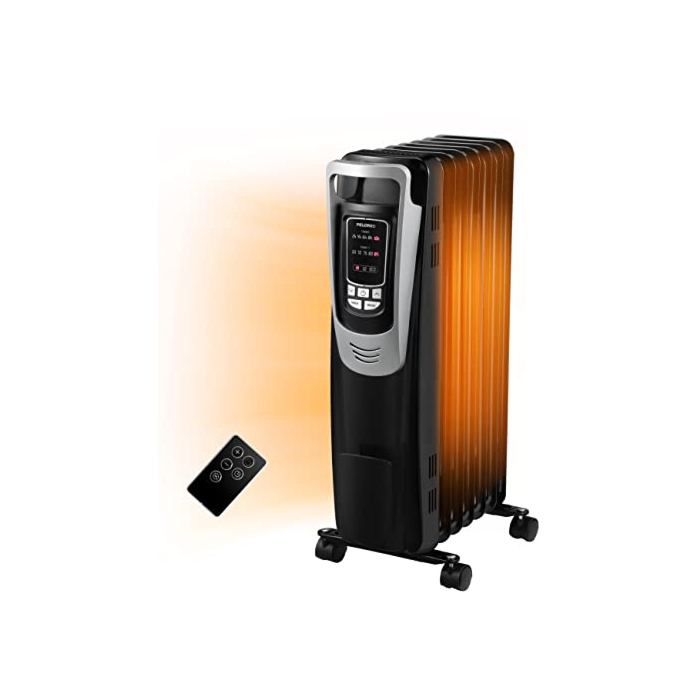 PELONIS Electric 1500W Oil Filled Radiator Heater with Safety Protection, LED Display, 3 Heat Settings and Five Temperature settings. Perfect for for Home or Office