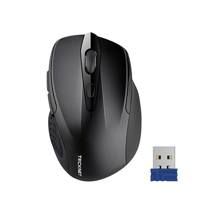 Wireless Mouse, TECKNET Pro 2.4G Ergonomic Wireless Optical Mouse with USB Nano Receiver for Laptop,PC,Computer,Chromebook,Notebook,6 Buttons,24 Months Battery Life, 2600 DPI, 5 Adjustment Levels