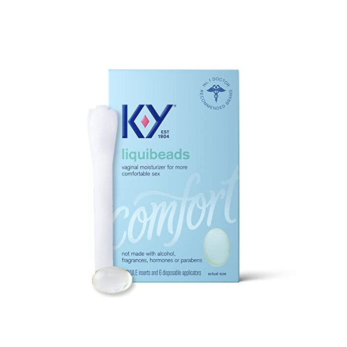 Silicone Lube K-Y Liquibeads 6 ct Personal Lubricant for Adult Couples, Women, Pleasure Enhancer, Sensual Massage Vaginal Moisturizer Beads, Hormone & Paraben Free, Easy Apply, Latex Condom Compatible