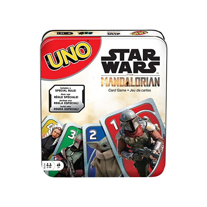 Mattel Games UNO Star Wars the Mandalorian Card Game, Travel Game in Collectible Storage Tin & Special Rule, 2-10 Players [Amazon Exclusive]