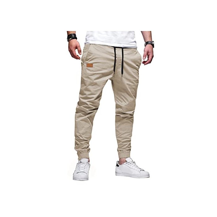 JMIERR Mens Casual Joggers Pants - Cotton Drawstring Chino Cargo Pants Hiking Outdoor Twill Track Jogging Sweatpants Pants with Pockets for Men, US 46(5XL), C Khaki