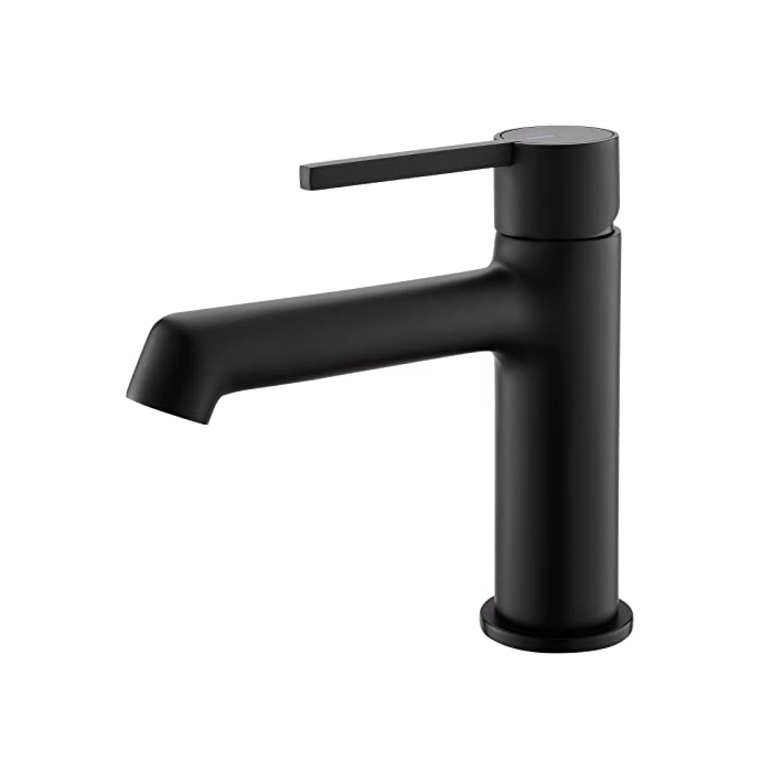 Fapully Modern Bathroom Sink Faucet Single Hole Single Handle, Bathroom Vanity Faucet, Bathroom Vessel Faucet, Matte Black