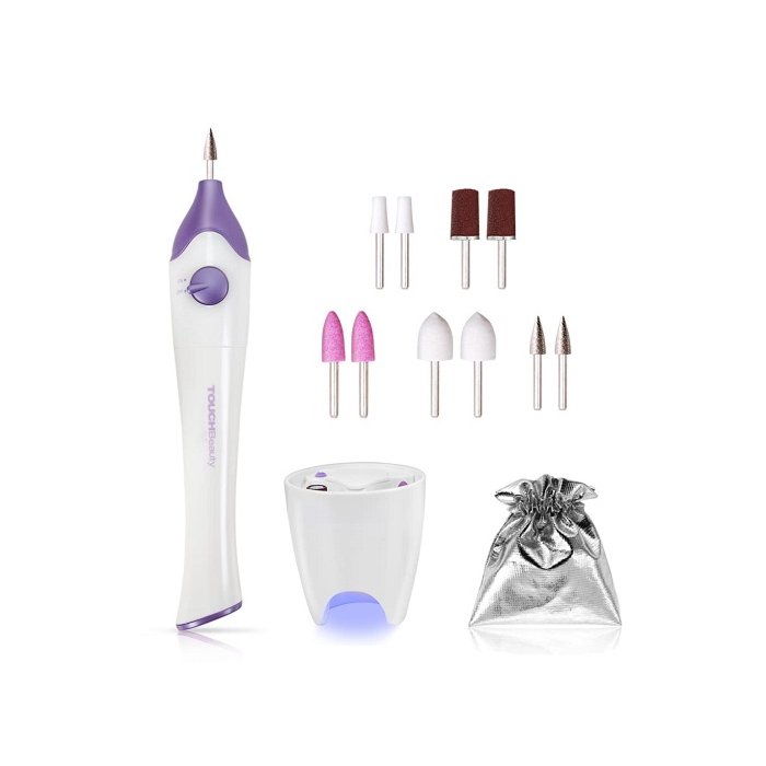 TOUCHBeauty Electric Nail File with 10pcs Nail e Drill Bits, Nail Polishing Device for Natural Fingers and Toes Care TB-1335 Purple