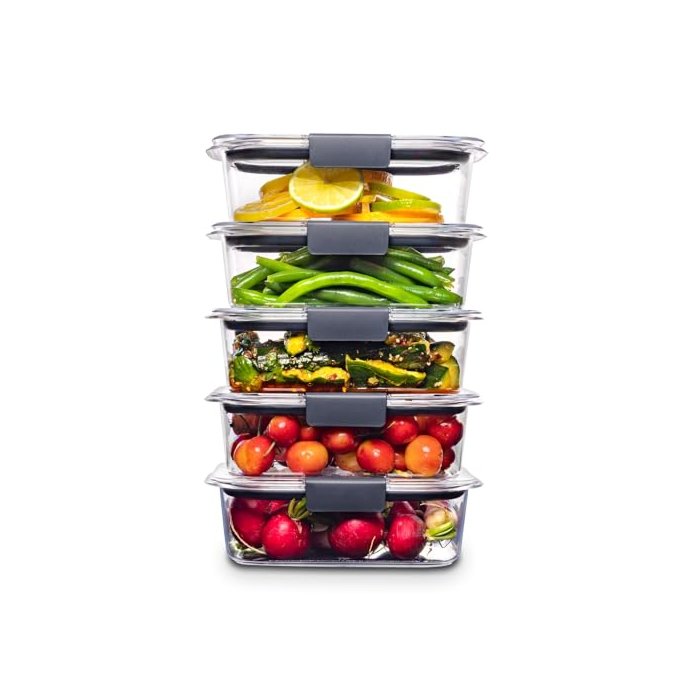 Rubbermaid Brilliance Food Storage Container, BPA-free Plastic, Medium, 3.2 Cup, 5-Pack, Clear