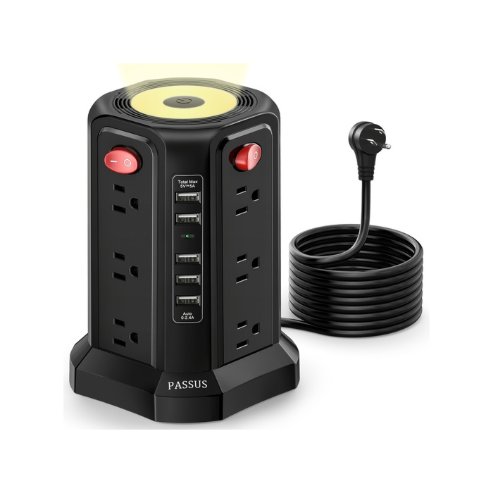 12-Outlet Power Tower Surge Protector with 10FT extension cord.