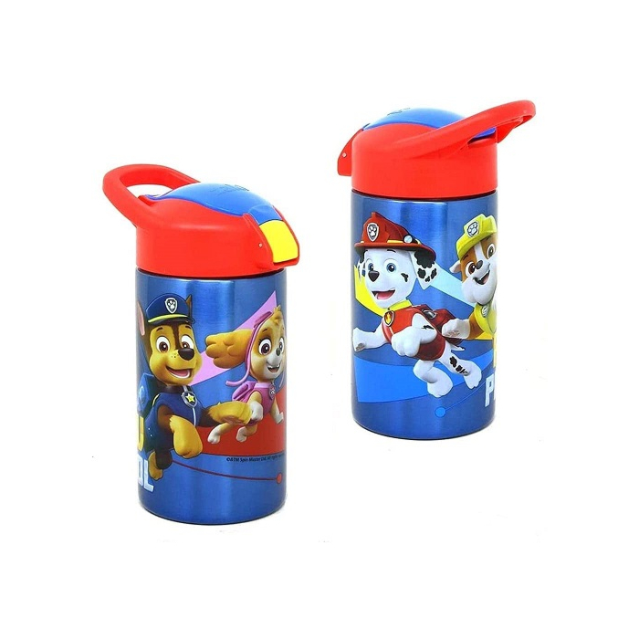 [2-Pack] Paw Patrol 15.5oz Stainless Steel Vector Water Bottle, BPA-free, Blue/Red