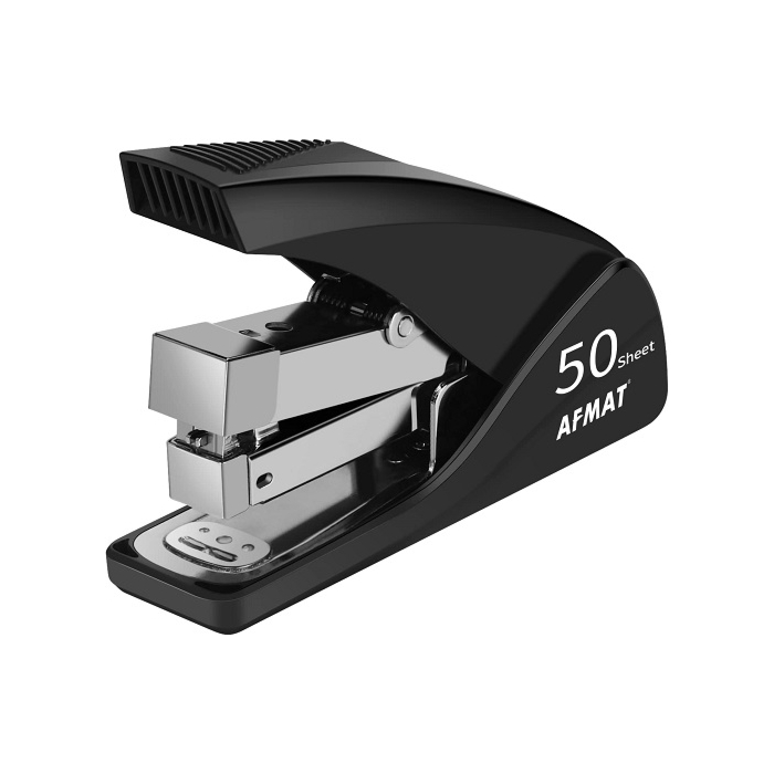 Stapler for Desk, 50 Sheet Effortless Stapler, Desktop Stapler Staple with One Finger, Portable Handheld Ergonomic Stapler Heavy Duty, Built-in Staple Remover, Space Save Size, Good for Home & Office