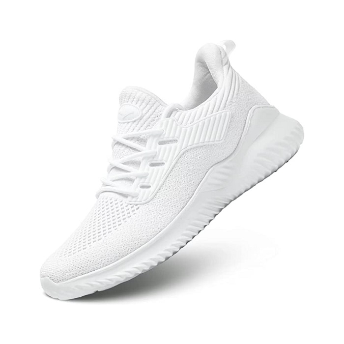 Mens Slip on Running Shoes Ultra Light Breathable Casual Walking Work Shoes Tennis Sneakers Mesh Gym Travel Sports Shoes White