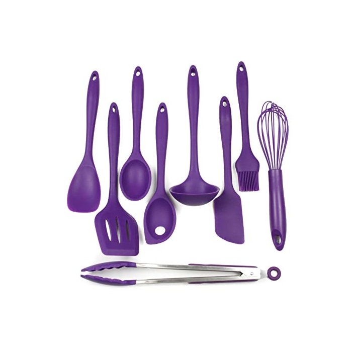 Chef Craft Premium Silicone Kitchen Tool and Utensil, 9 Piece Set, Purple