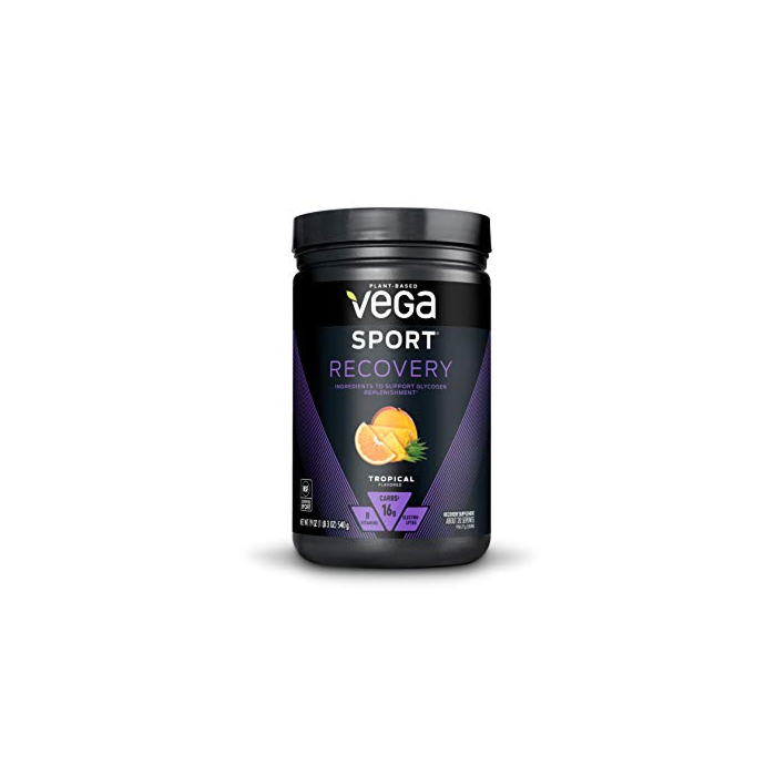 Vega Sport Recovery,Tropical, Post Workout Recovery Drink for Women and Men, Electrolytes, Carbohydrates, B-Vitamins, Vitamin C and Protein, Vegan, Gluten Free, Dairy Free (20 Servings)