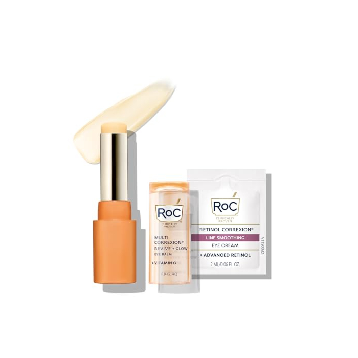 RoC Multi Correxion Revive + Glow Vitamin C Eye Balm (0.14 oz) with Retinol Eye Cream Packette