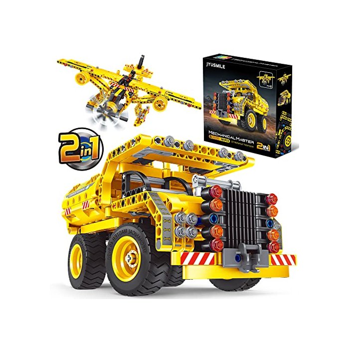 Jyusmile STEM Toy Building Toy for Age 6, 7, 8, 9, 10, 11, 12 Years Old Kids Boys Girls - 2-in-1 Truck Airplane Take Apart Toy, 361 Pcs DIY Building Blocks Kits, Engineering Construction Toy