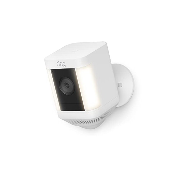 Ring Spotlight Cam Plus, Battery | Two-Way Talk, Color Night Vision, and Security Siren (2022 release) - White