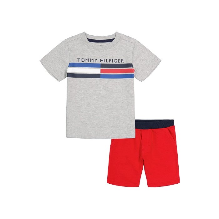 Tommy Hilfiger boys 2 Pieces Short Set, Heather Mist, 4T US