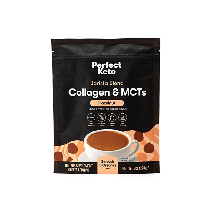 Perfect Keto Barista Edition Collagen Coffee Creamer with MCT Oil | Dairy free Creamer & Low Sugar Healthy Coffee Creamer | Grass Fed Collagen Creamer (Hazelnut)