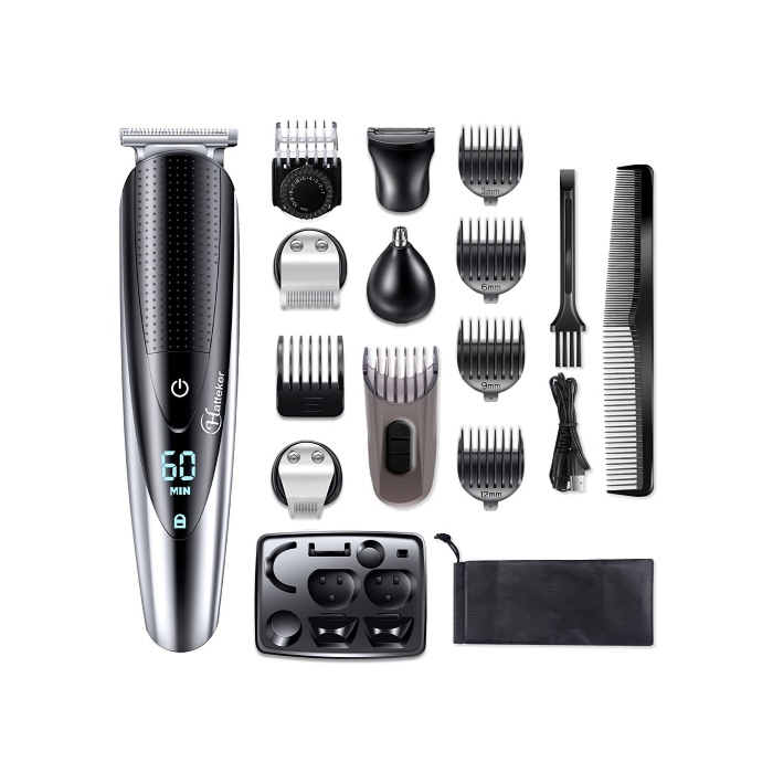 Hatteker Mens Hair Clipper Beard Trimmer Grooming kit Hair Trimmer Mustache Trimmer Body Groomer Trimmer for Nose Ear Facial Hair Cordless Waterproof 5 in 1