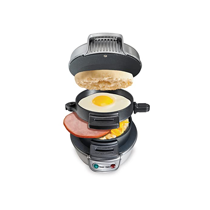 Hamilton Beach Breakfast Sandwich Maker with Egg Cooker Ring - Delicious breakfast sandwich in minutes.