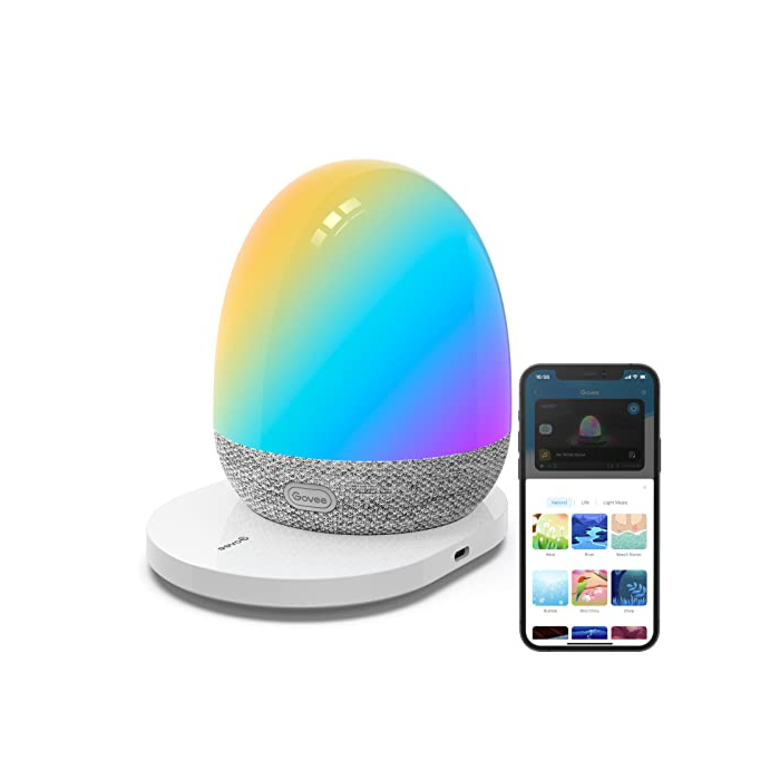 Govee RGBIC Easter Night Light, Sound Machine, Bluetooth Speaker in One, 60+ Music, Game & Sence Modes, Portable Table Lamp with Charging Base, White Noise Machine, Sleep Trainer for Gentle Wake Up