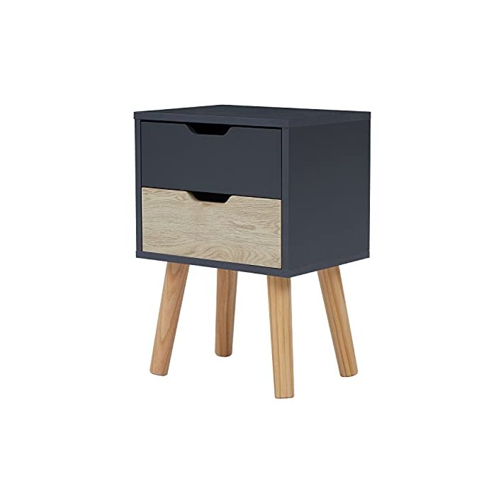 Kinsuite Wood Nightstand End Table - Storage Cabinet 2 Drawers Bedroom Accent Side Table