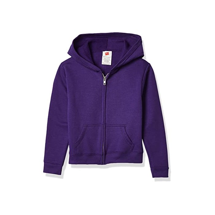 Hanes Girls' Big ComfortSoft EcoSmart Full-Zip Hoodie, Purple Thora, XL