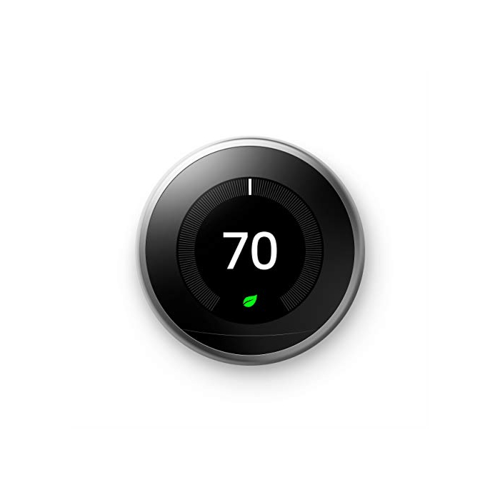 Google Nest Learning Thermostat - Programmable Smart Thermostat for Home - 3rd Generation Nest Thermostat - Works with Alexa - Stainless Steel