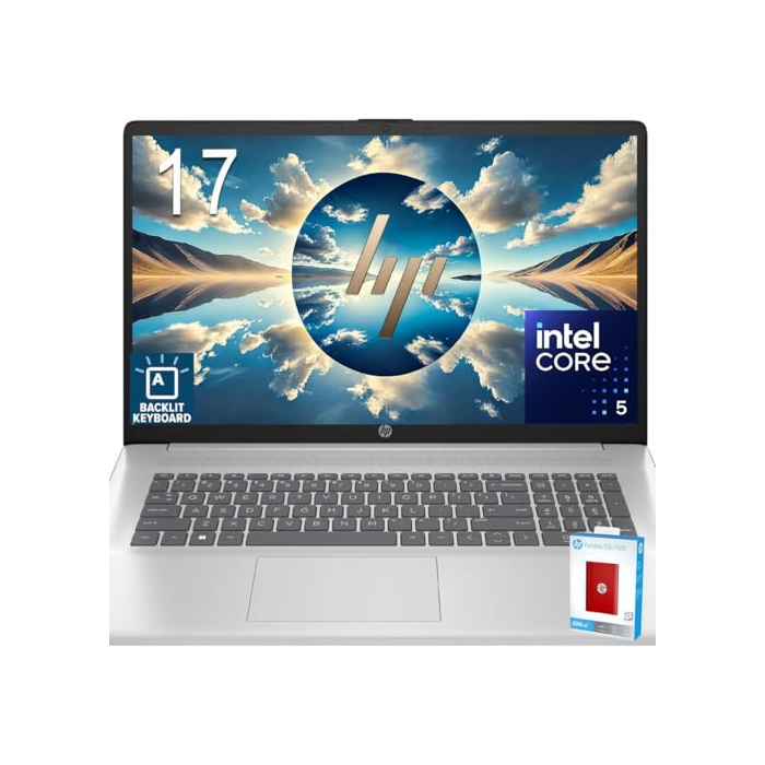 HP Pavilion Laptop | Newest Intel Core 5 Processor | 17.3" FHD (1920 x 1080) Display | 32GB RAM | 1TB SSD (512GB PCIe & P500 500GB External) | HDMI | Windows 11 | P500 SSD