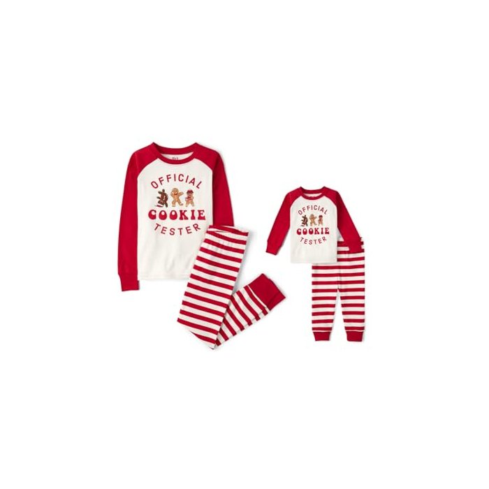 The Children's Place Baby Toddler 2 Piece and Kids, Sibling Matching, Holiday Pajama Sets, Cotton, Official Cookie Tester