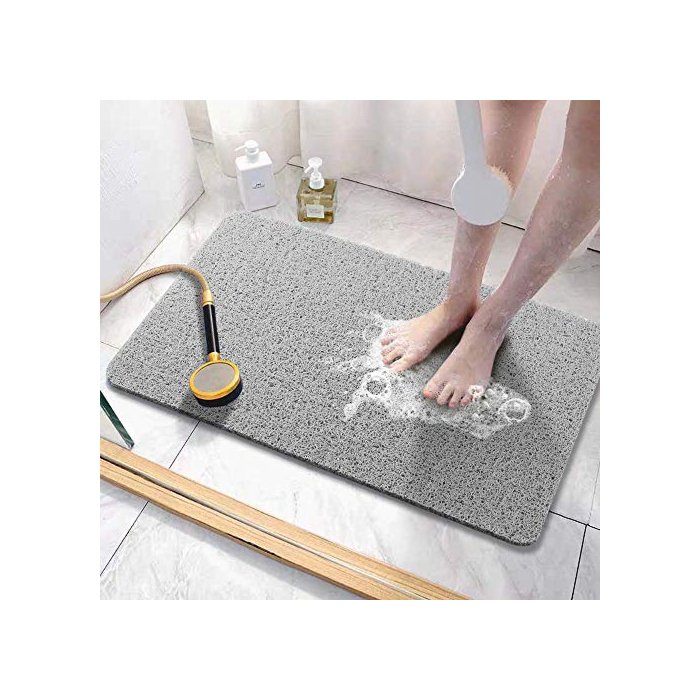 Asvin Soft Textured Bath, Shower, Tub Mat, 24x16 Inch, Phthalate Free, Non Slip Comfort Bathtub Mats with Drain, PVC Loofah Bathroom Mats for Wet Areas, Quick Drying