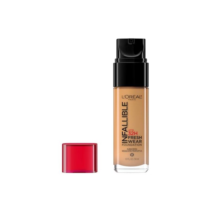 L'Oreal Paris Makeup Infallible Up to 32 Hour Fresh Wear Lightweight Foundation, 488 Caramel, 1 Fl Oz, Packaging May Vary