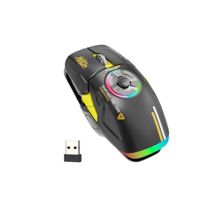 Schkner RGB Wireless Gaming Mouse with 4 Adjustable DPI to 4800, Bluetooth and 2.4G Rechargeable Wireless Mouse with Side Buttons, Ergonomic Gamer Mice for PC, Laptop, Mac, Computer