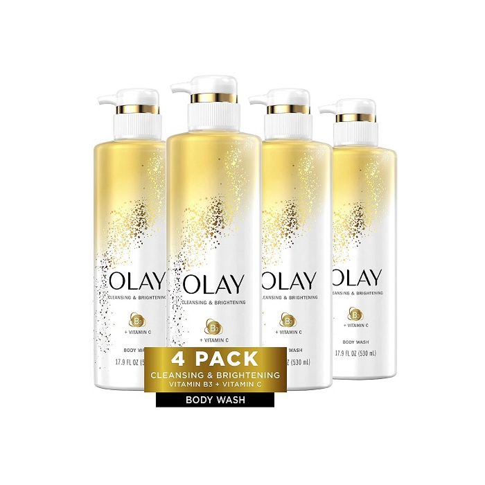 Olay Body Wash with Vitamin C and Vitamin B3, Cleansing & Brightening, 17.9 Fl Oz (Pack of 4)