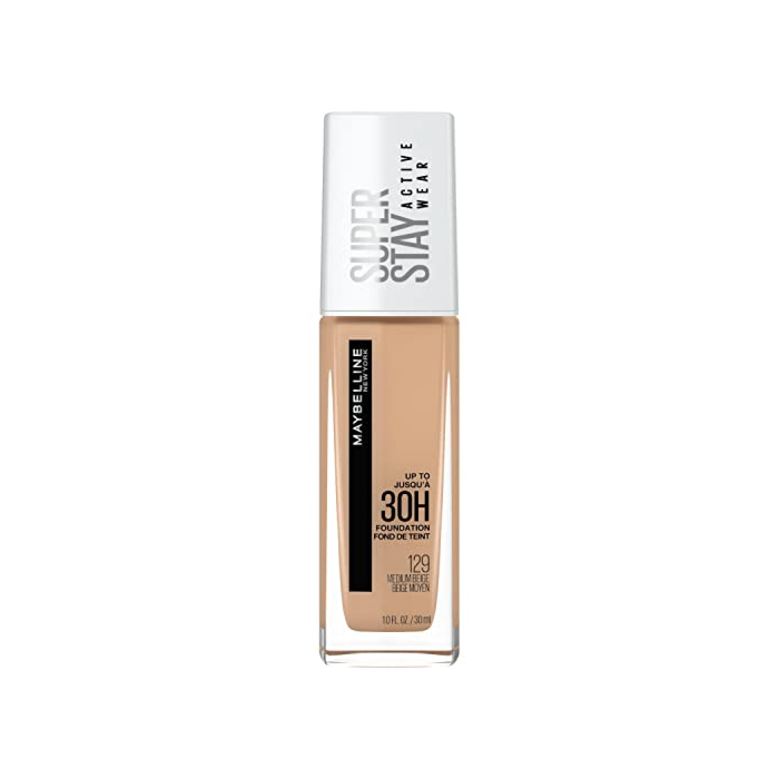 Maybelline Super Stay Full Coverage Liquid Foundation Active Wear Makeup, Up to 30Hr Wear, Transfer, Sweat & Water Resistant, Matte Finish, Medium Beige, 1 Count