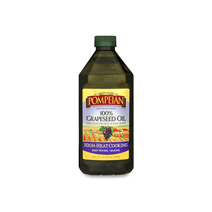 Pompeian 100% Grapeseed Oil, Light and Subtle Flavor, Perfect for High-Heat Cooking, Deep Frying and Baking, 68 FL. OZ.