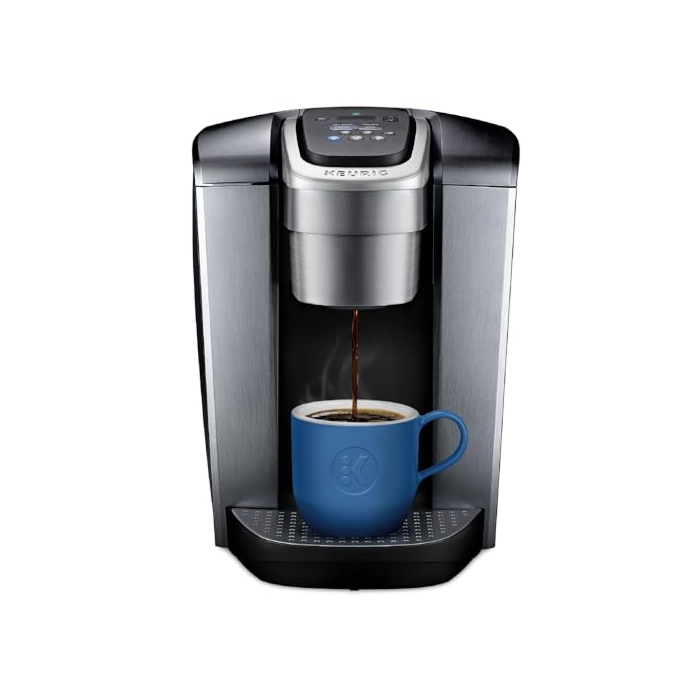 K-Elite Single Serve Coffee Maker in Brushed Silver.