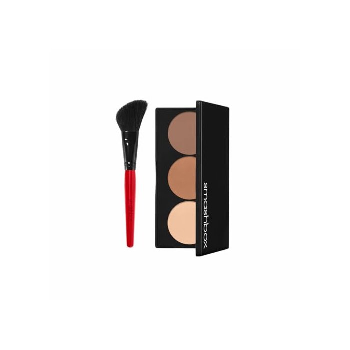 Smashbox Step-By-Step Contour, Highlighter, & Bronzer Face Palette with Angled Brush, Light/Medium