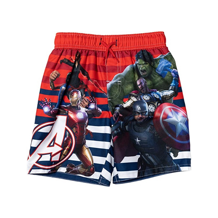 Marvel Avengers Captain America Iron Man Hulk Thor Little Boys Swim Trunks Red/Blue 5-6