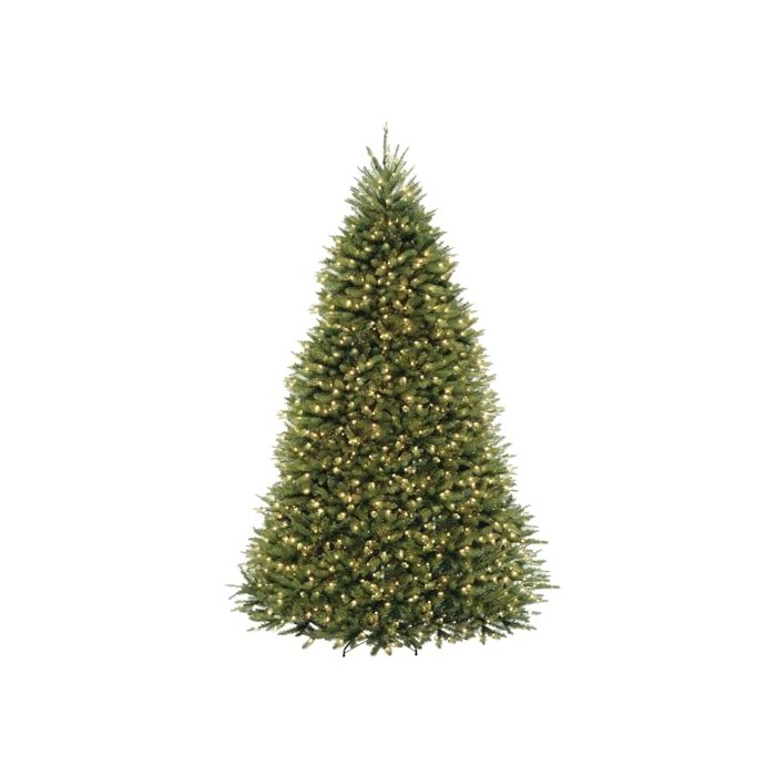 National Tree Company Pre-Lit Artificial Full Christmas Tree, Green, Dunhill Fir, Dual Color LED Lights, Includes Stand, 9 Feet