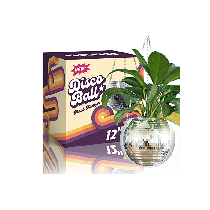 DADO 12" Disco Ball Planter - Disco Planter for Indoor Plants- Disco Ball Plant Hanger - Unique Plant pots - Boho Disco Ball Hanging Planter - Planters for Indoor Plants