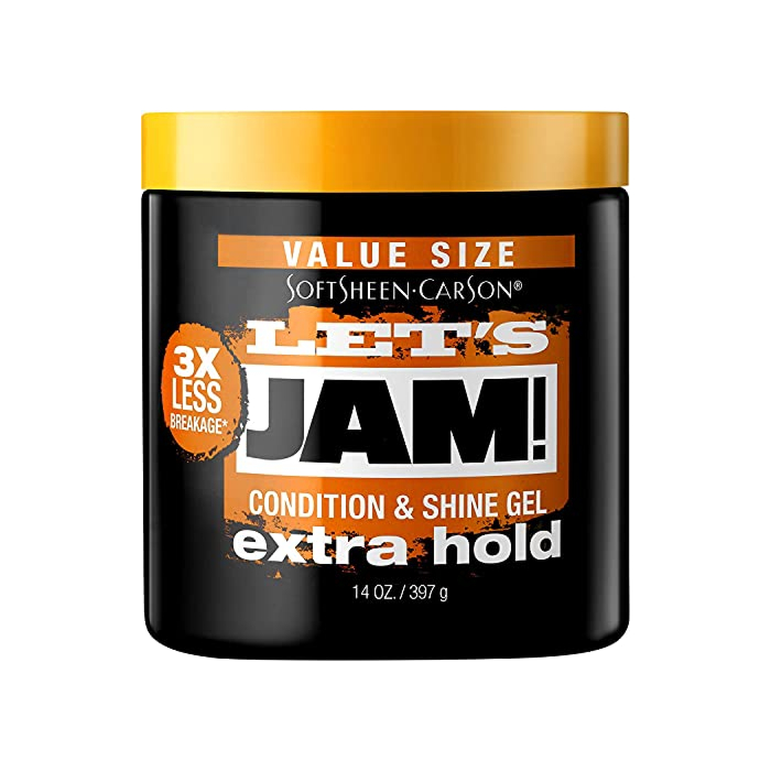 SoftSheen-Carson Let's Jam! Shining and Conditioning Hair Gel by Dark and Lovely, Extra Hold, All Hair Types, Styling Gel Great for Braiding, Twisting & Smooth Edges, Extra Hold, 14 oz