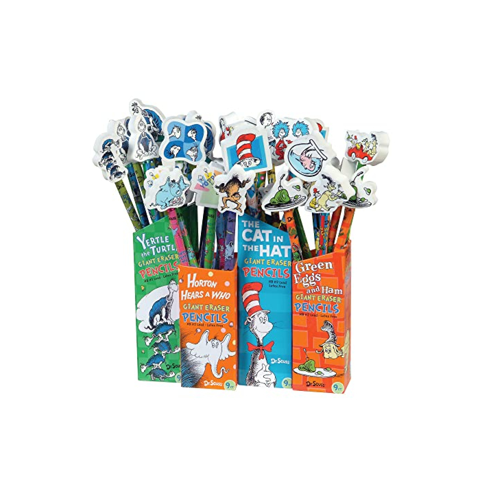 Raymond Geddes 66865 Dr. Seuss Number 2 Pencils With Giant Pencil Top Erasers (Pack of 36)