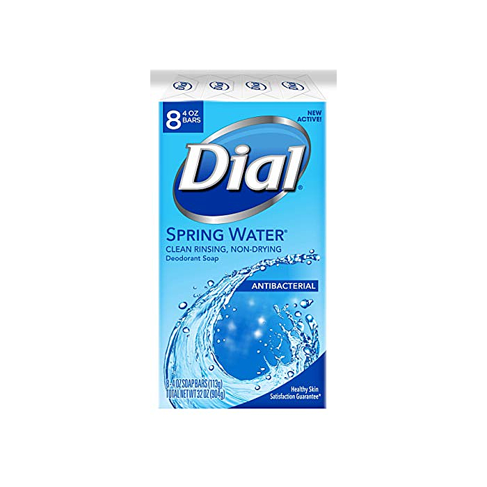 Dial Complete Antibacterial Bar Soap, Spring Water, 4 oz, 8 Bars