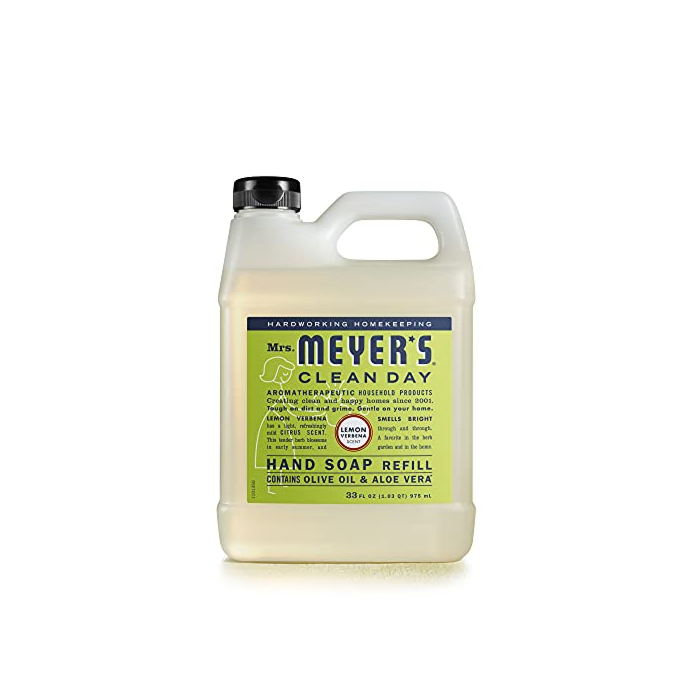 Mrs. Meyer's Hand Soap Refill, Made with Essential Oils, Biodegradable Formula, Lemon Verbena, 33 fl. oz