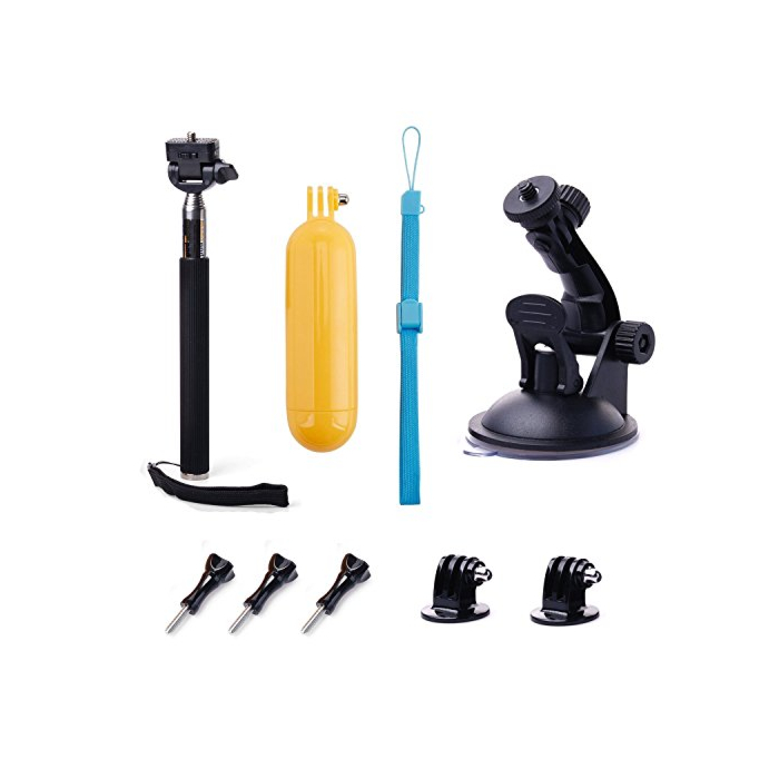 TEKCAM Action Camera Accessories Kits Bundle Compatible with Gopro Hero 9 8 7/AKASO EK7000/Brave 4/7 LE/ V50X/Dragon Touch 4k Waterproof Camera Car Suction Cup Mount Floating Handle Grip Selfie Stick