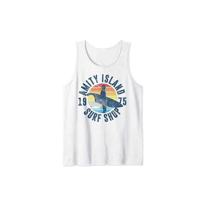 Jaws Amity Island Surf Shop 1975 Retro Logo Tank Top